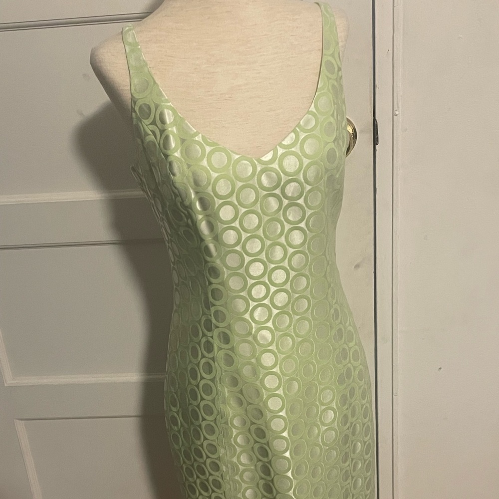 light green spring tight dress with zipper down back